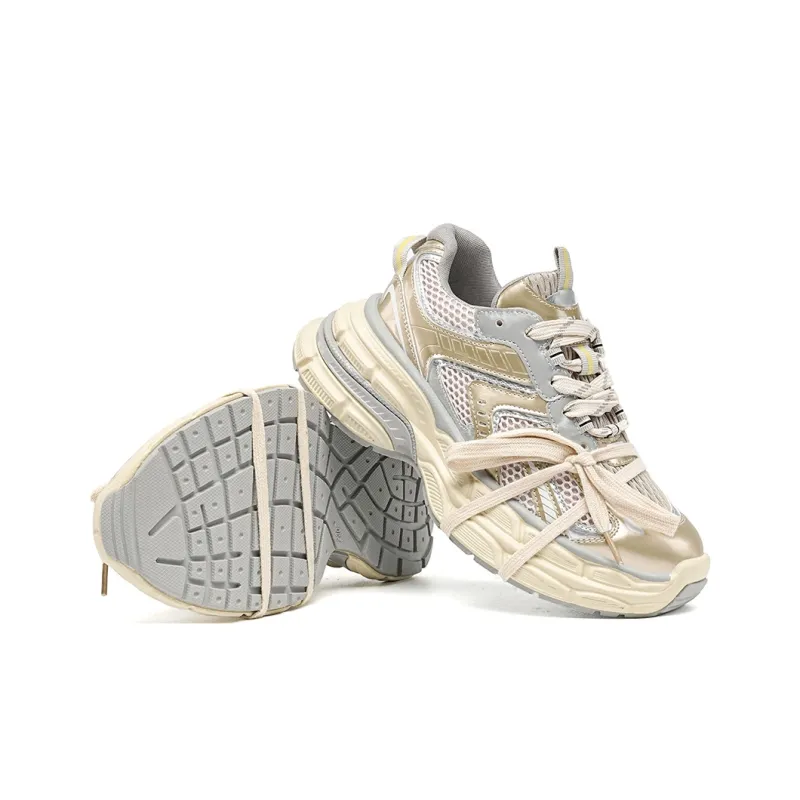 EBLAN Low Top Chunky Sneakers Women's Gold-2