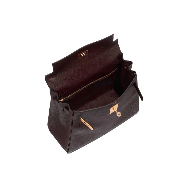 HERMES Kelly Togo Calfskin Kelly Bag Handbags Women's 0G Rouge Sellier Saddle Red-4