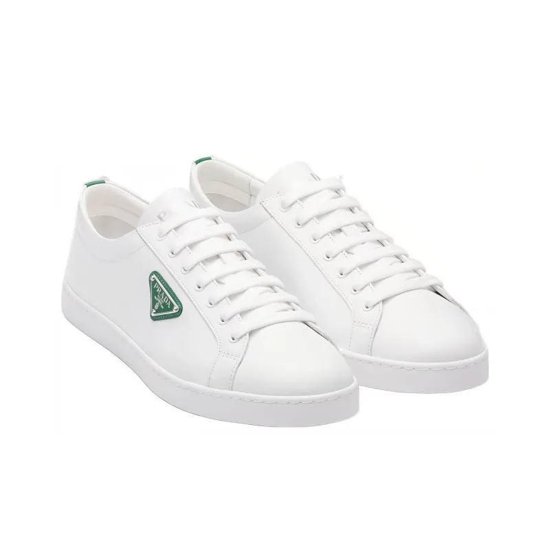 PRADA Brushed Sneakers Leather White White Mango-2