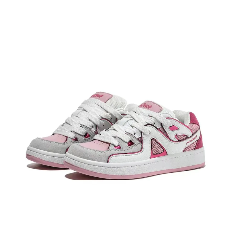 HAOWA Phantom Collection Dreamy Pink Enchantment Low Top Skateboard Shoes Women's White Pink-2