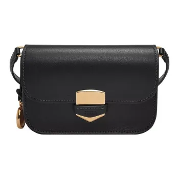 FOSSIL Leather Crossbody Bag Shoulder Bag Small Size Women's Black