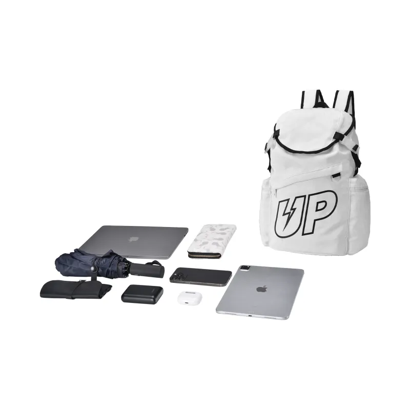TURN UP Polyester Student Backpack Regular Unisex White-4