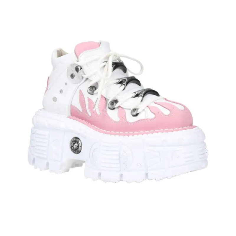 NEW ROCK Mid-Top Casual Shoes Unisex White Pink-3