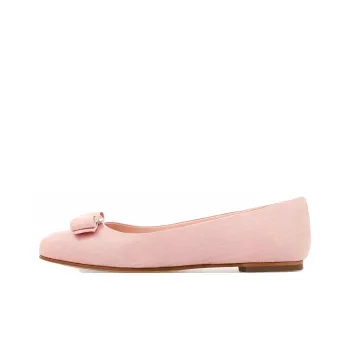 FERRAGAMO Double bow Textured finish Ballerina Shoes