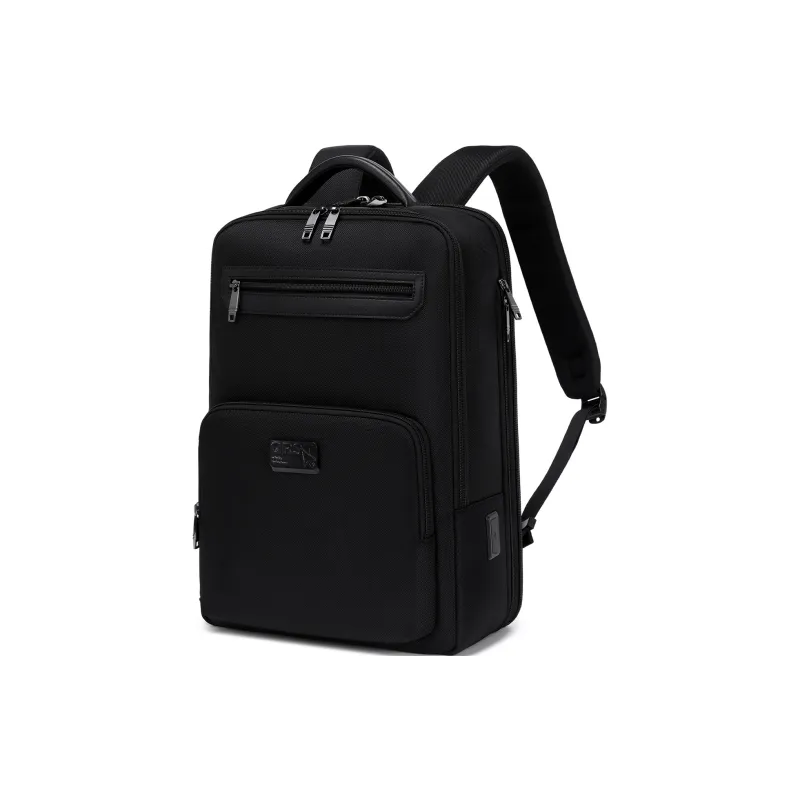 QRST Microfiber Synthetic Leather Backpack Large Size Unisex Black-1