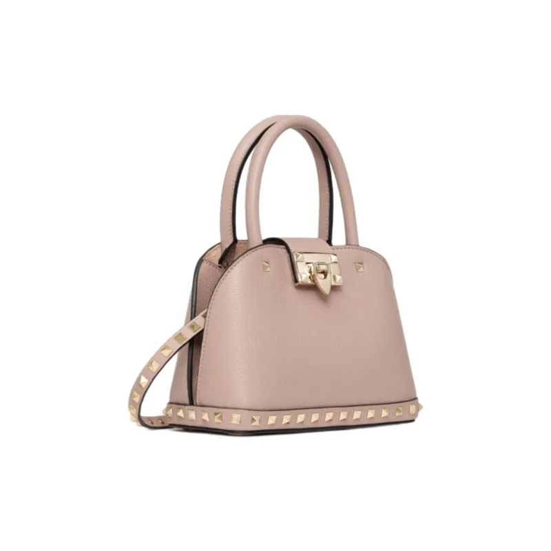 Valentino GARAVANIRockstud Grained Calfskin Shoulder Bag Crossbody Bag Handbag Small Size Women's Light Pink-1
