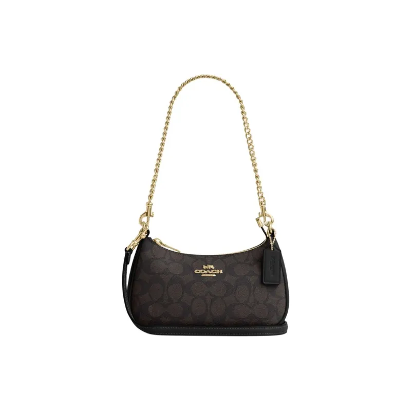 COACH Teri Artificial Leather Portable Crossbody Bag Shoulder Bag Small Size Women's Black-0