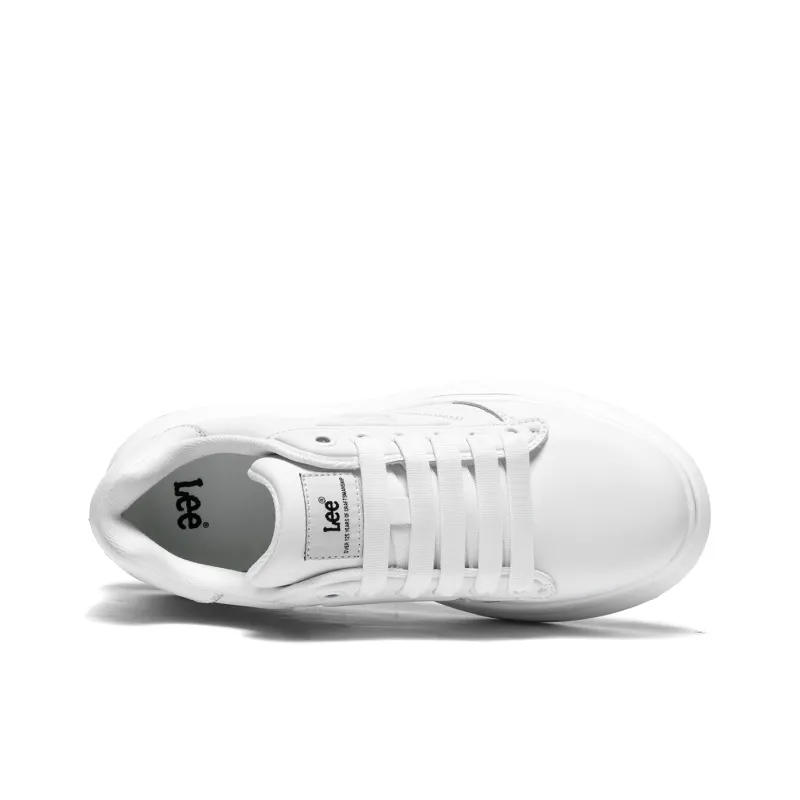 Lee Versatile Trendy, White Sneakers, Classic Fashion Commute Low Top Height Increasing Skateboard Shoes Men's-4