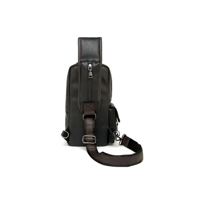 VIHUS Microfiber Synthetic Leather One Shoulder Crossbody Sling Bags Large Size Men's Black-2