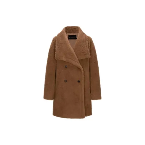 DESIGNICE Cropped Coats Women's Teddy Brown