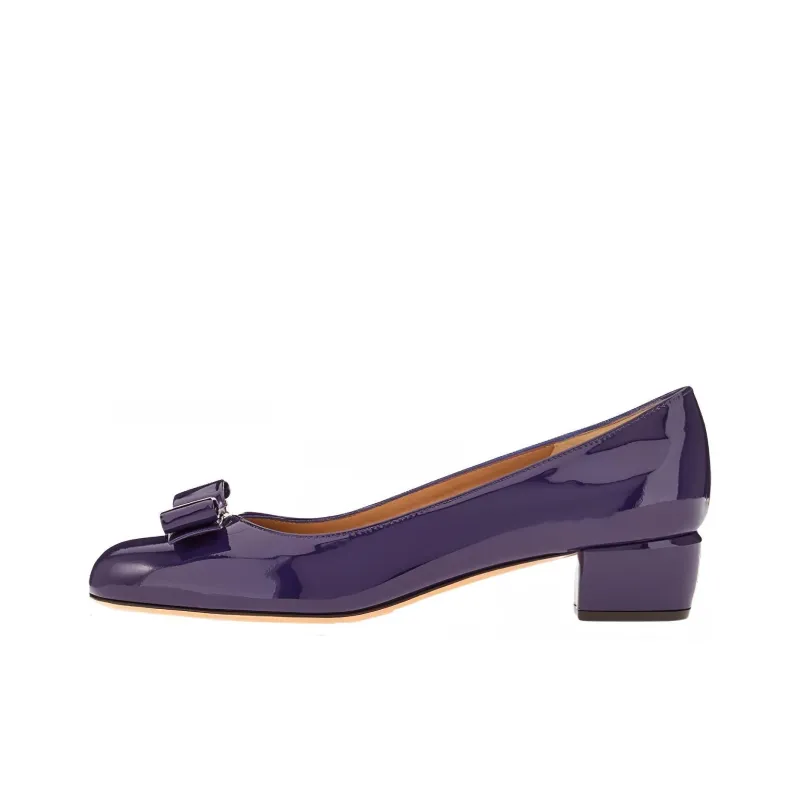 FERRAGAMO Vara Chunky Heel Mary Jane Shoes Women's Purple-0