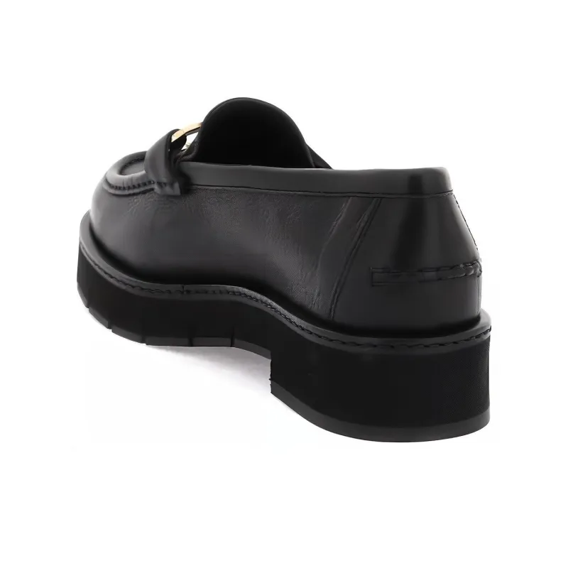 FERRAGAMO Gancini-plaque Leather Loafers-4