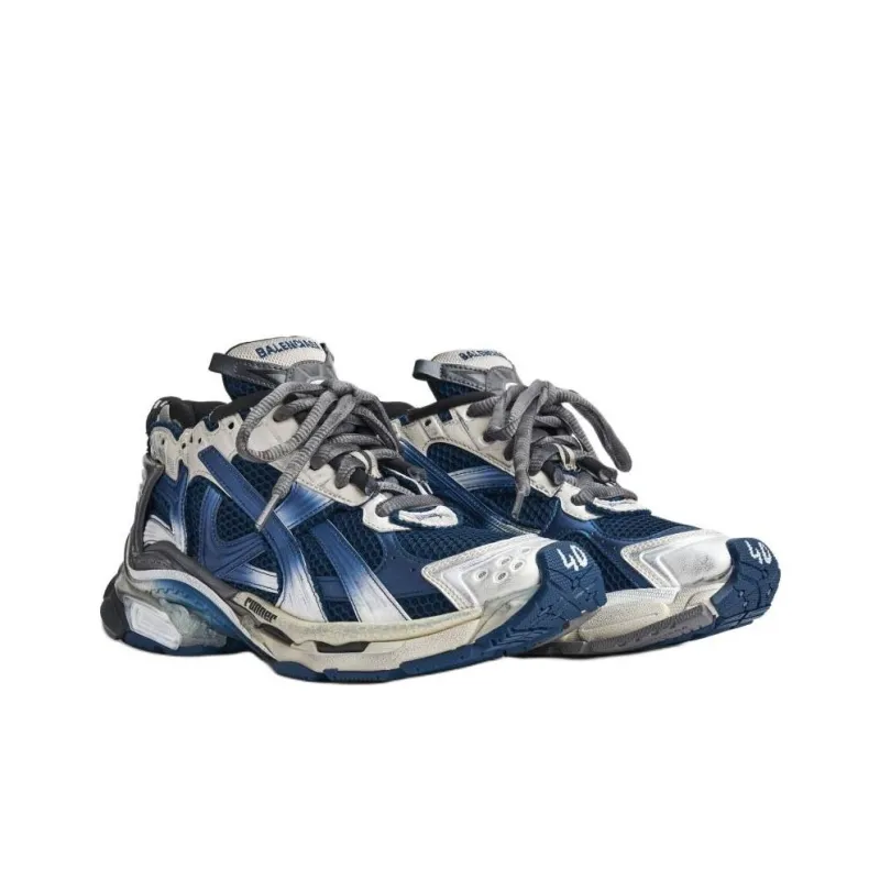 Balenciaga Runner Gradient Distressed Style Low-Top Casual Shoes Men's Blue-2