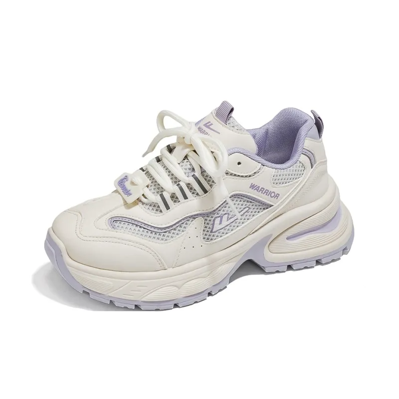 Warrior Low Top Chunky Sneakers Women's Beige Grey Purple-2