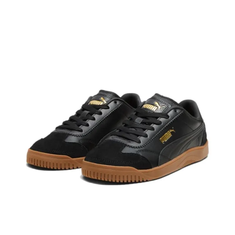 PUMA Club 5v5 Anti Slip Wear Resistant Low Top Skateboard Shoes Women's Black Gold-2
