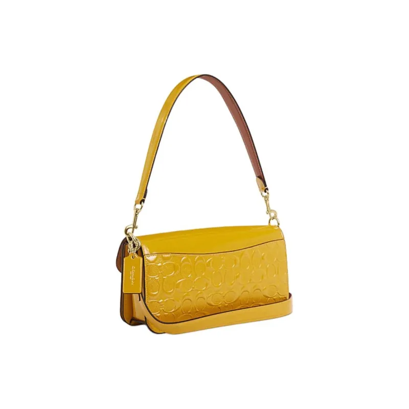 COACH Morgan Cow Split Leather Shoulder Bag Large Size Women's Gold-1