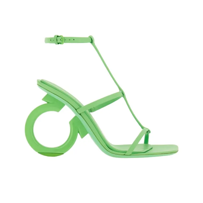 FERRAGAMO Elina One-Strap Sandals 10.5cm Women's Green-1