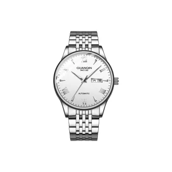 GUANQIN GJ16190 Mechanical Movement Stainless Steel Watchband Watch Men's Watches White Dial