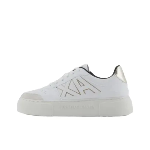 ARMANI EXCHANGE Skateboard Shoes Women's Low-Top White Gold