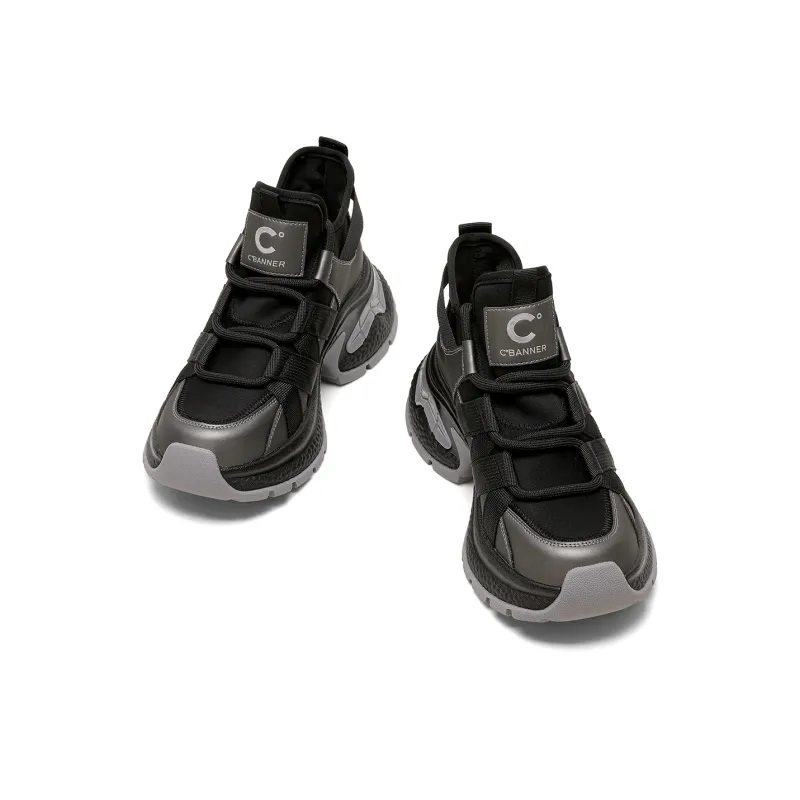 C°BANNER Low Top Chunky Sneakers Women's Black Gunmetal-3