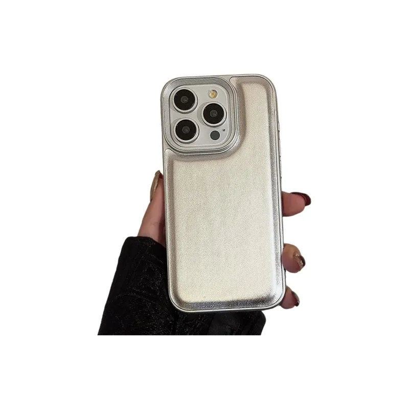 Mivana TPU Material Solid Color Plated Silver Textured Shiny Creative Phone Case For 'Apple 11/12/13/14/15ProMax'-2
