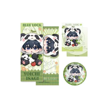Crooked Melon Production Blue Lock Panda Collection 75mm Double Flash Tin Badge Laser Ticket Polaroid Combo Set Badges