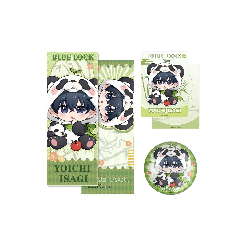 Crooked Melon Production Blue Lock Panda Collection 75mm Double Flash Tin Badge Laser Ticket Polaroid Combo Set Badges-0