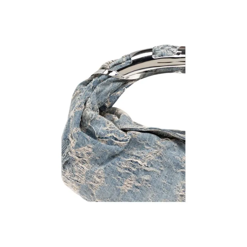 DIESEL Grab D Distressed Denim Hobo Bag-3