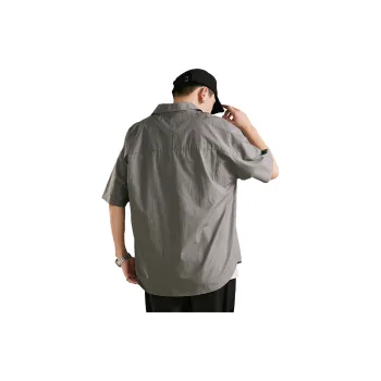 Tonlion Shirts Men Charcoal Gray