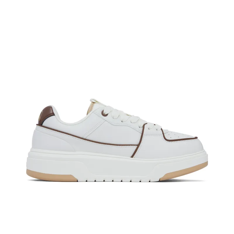 MLB Chunky Liner Anti Slip Wear Resistant Low Top Skateboard Shoes Unisex White Brown-1