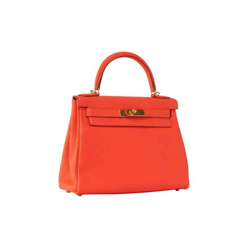 HERMES Kelly Togo Calfskin Kelly Bag Handbags Women's 9T Capucine Orange Red-1