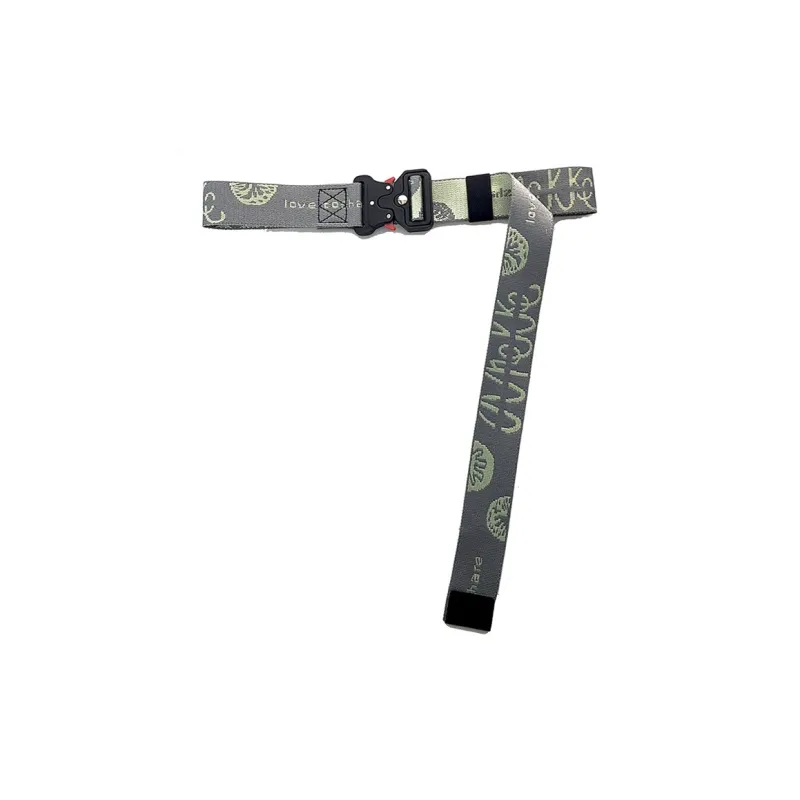 Mulinsen Techwear Metal Buckle Jacquard Letter New Hip Hop Trend Canvas Belt Unisex Width  3.8cm-7