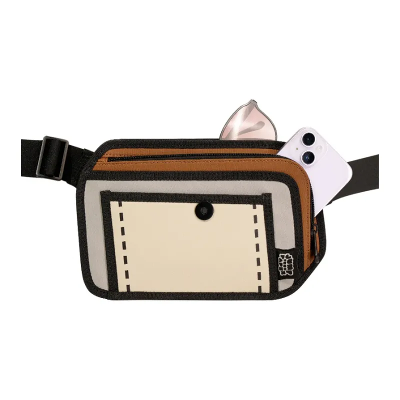 JumpFromPaper Polyester Sling Bag Regular Unisex Light Coffee-2