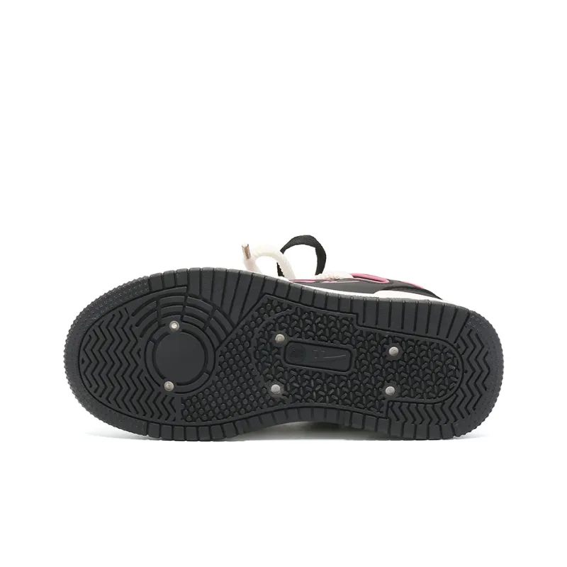 Warrior Low Top Skateboard Shoes Women's Black Rice Rose Red-5