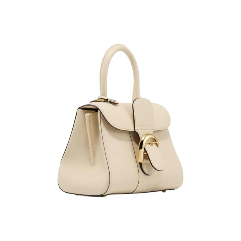Delvau Brillant Textured Calfskin Shoulder Bag Crossbody Bag Handbag Mini Women's Beige-1