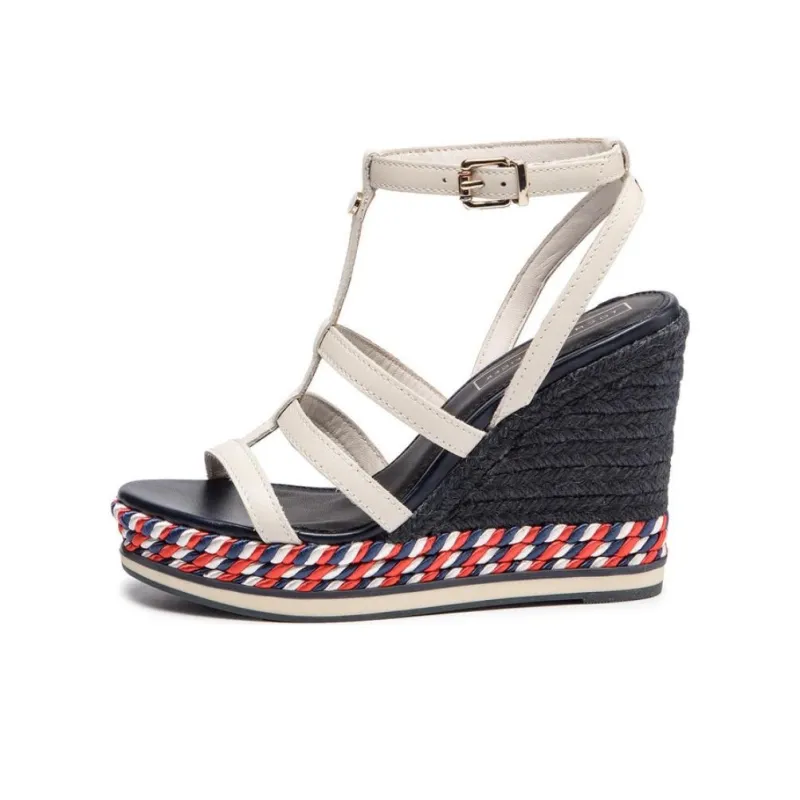 Tommy Hilfiger One Strap Sandals 10.5cm Women's Beige Black-0