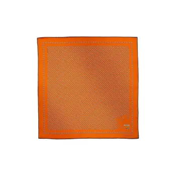 HERMES Silk Scarves Men's Orange/Green Turquoise/Gray