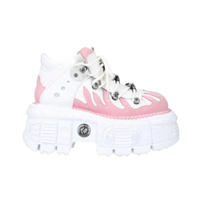 NEW ROCK Mid-Top Casual Shoes Unisex White Pink-1