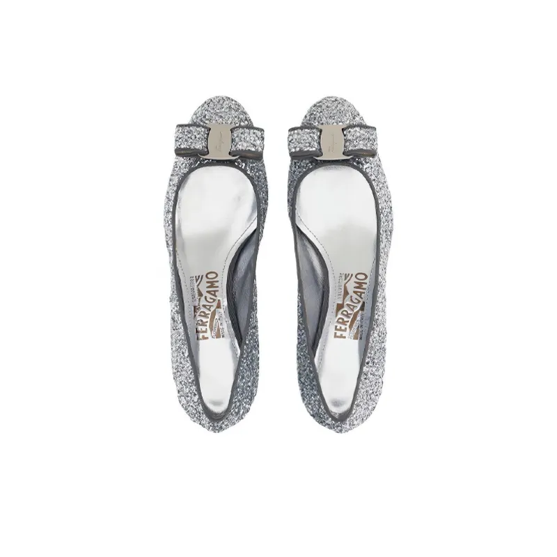 Ferragamo Vara High Heels Women's Silver-2