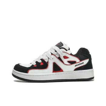 HAOWA Phantom Collection Cool Shadow Passion Slip-Resistant Low-Top Skateboard Shoes Unisex Black White Red