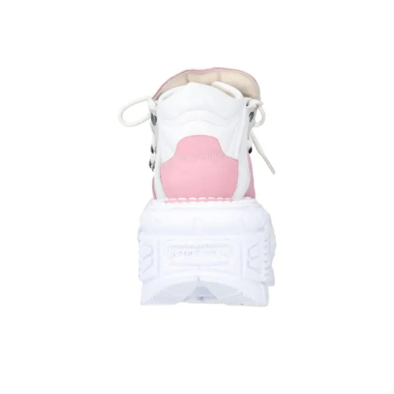 NEW ROCK Mid-Top Casual Shoes Unisex White Pink-7