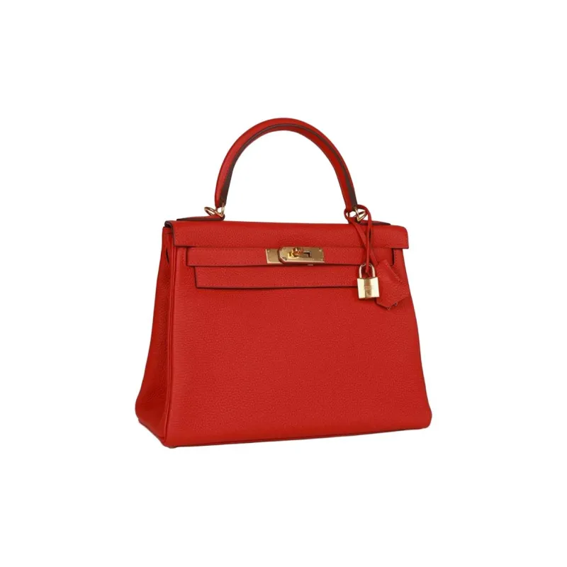 HERMES Togo Calfskin Handbag Regular Women's Q5 Rouge Casaque National Flag Red-1