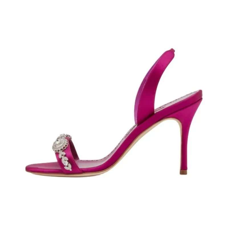 MANOLO BLAHNIK Lamisan Strap Sandals 9cm Women's Pink-0
