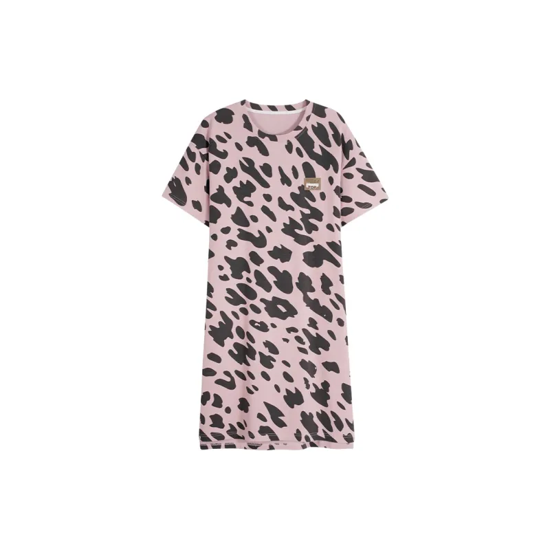 MIIOW Cool One Summer Series Nightgown Women's Light Purple Leopard Print-0