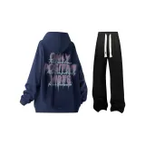 Navy Blue Hoodie+097 Black Casual Pants