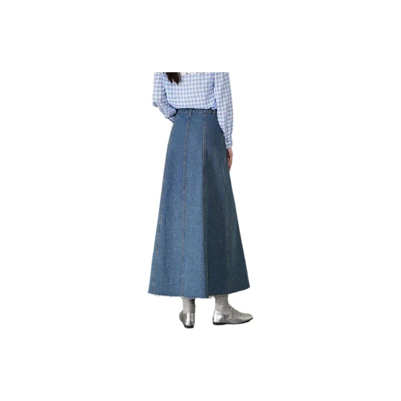 LOUISY AO Denim Long Skirt Women's Blue-1