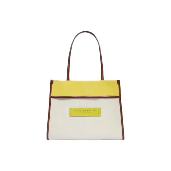 THE BRIDGE Cotton Tote Bag Shopping Bag Handbag Women's Brown/Beige/Yellow