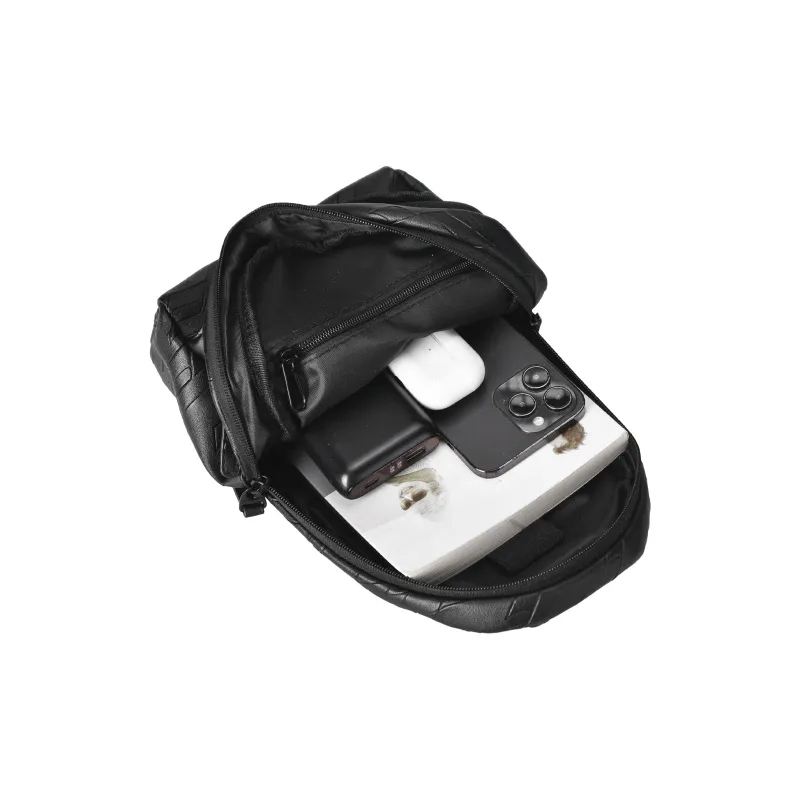 ONRF Polyvinyl Chloride Sling Bag, Crossbody Bag Men's Black-6