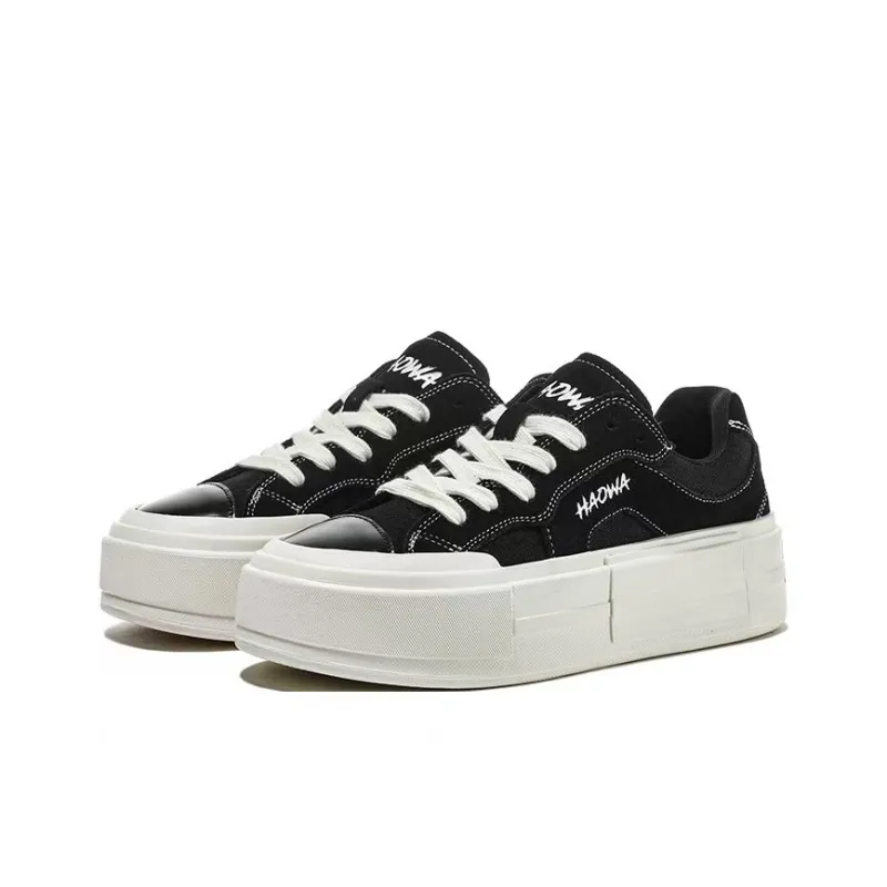 HAOWA Step Shine Sable Anti Slip And Wear Resistant Cushioning Coverage Low Top Canvas Shoes Women's Black-4