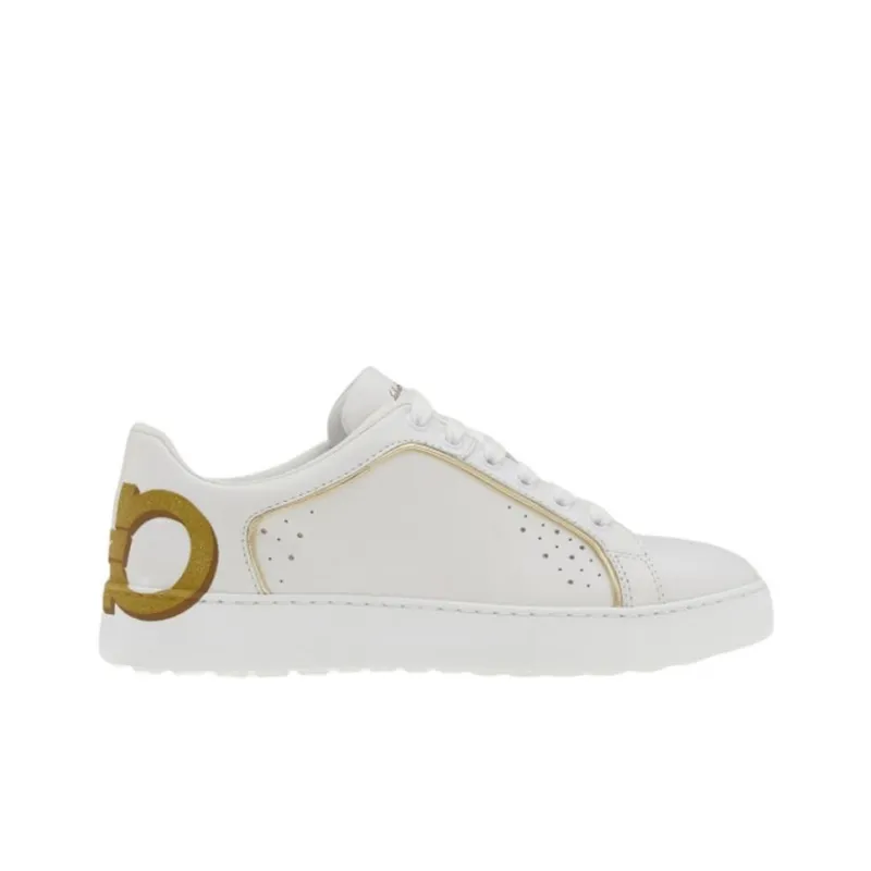 Ferragamo Gancini Skateboard Shoes Women's Low Top White-1